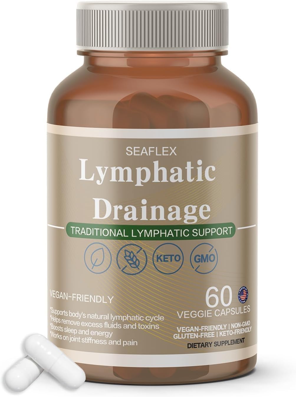 Lymphatic Drainage Capsules Natural Herbal Supplement for Fluid Balance & Immune Health, with Echinacea, Dandelion, and Burdock 60 Capsules - dailyvitalstore