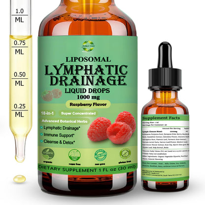 Lymphatic Drainage Drops, 18-in-1 Herbal Lymph System Support w. Echinacea Elderberry Dandelion Burdock Root Cleavers for Lymphatic Cleanse Detox Immune Support, Liposoaml for Max Absorption - dailyvitalstore