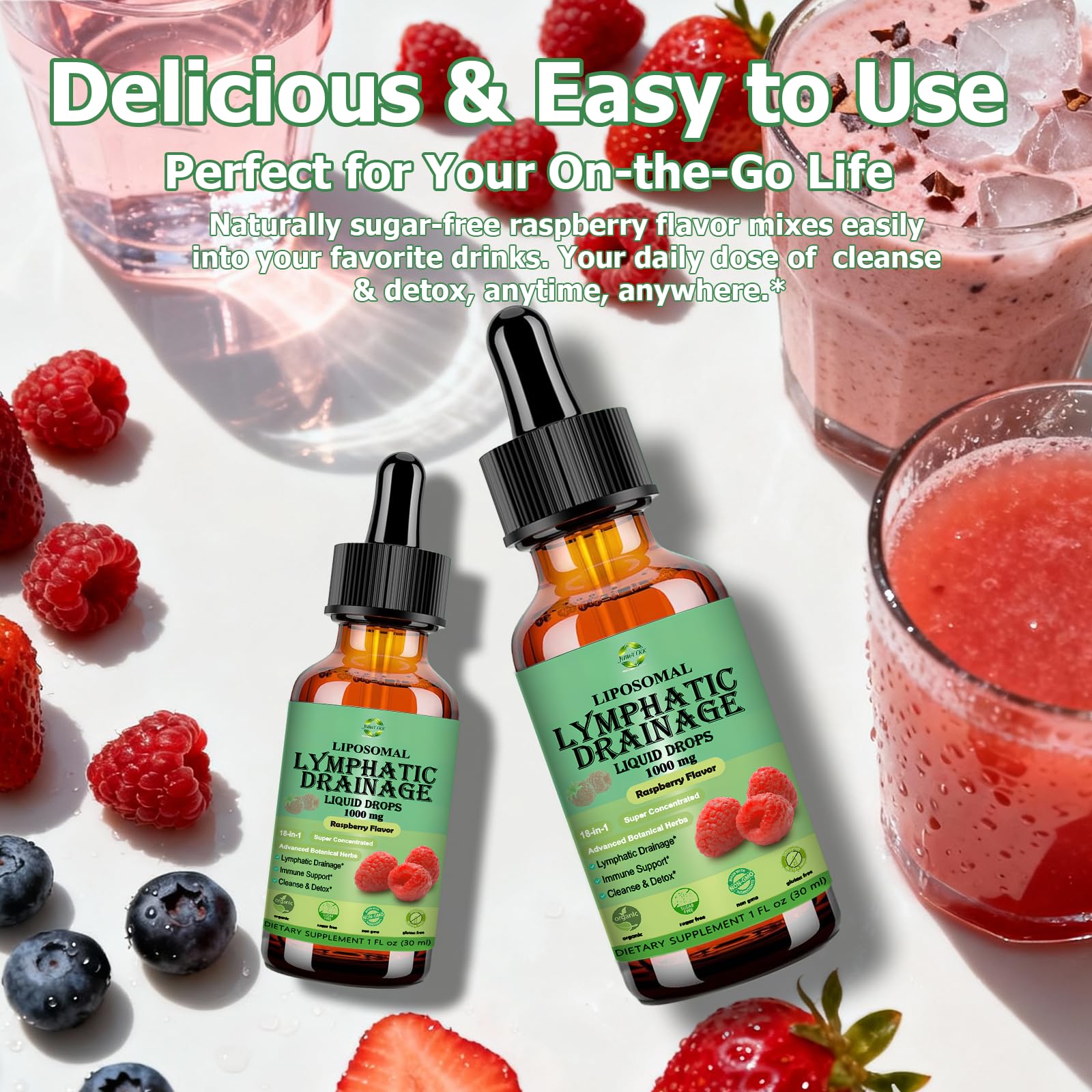 Lymphatic Drainage Drops, 18-in-1 Herbal Lymph System Support w. Echinacea Elderberry Dandelion Burdock Root Cleavers for Lymphatic Cleanse Detox Immune Support, Liposoaml for Max Absorption - dailyvitalstore