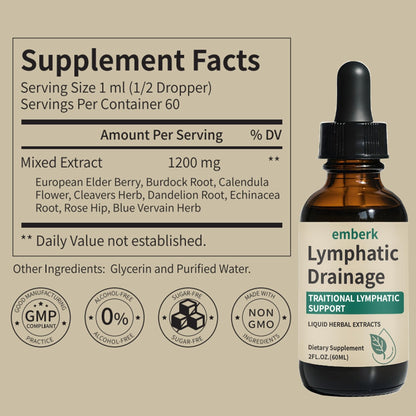 Lymphatic Drainage Drops, 2000mg Herbal Blend with Elderberry & Echinacea Dandelion，– Supports Lymphatic Drainage, Immune System & Detox 2 fl oz (2pcs) - dailyvitalstore