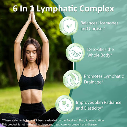 Lymphatic Drainage Drops, 6-IN-1 Lymphatic Complex w. Burdock Dandelion Kelp Cleavers, New Maximum Potency Lymph System Support for Bloat Balance Cortisol Immune Full Body Detox & Skin Vitality - dailyvitalstore