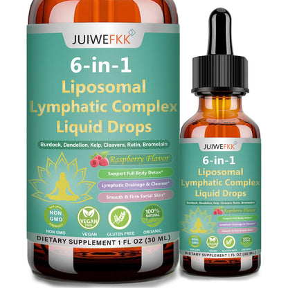 Lymphatic Drainage Drops, 6-IN-1 Lymphatic Complex w. Burdock Dandelion Kelp Cleavers, New Maximum Potency Lymph System Support for Bloat Balance Cortisol Immune Full Body Detox & Skin Vitality - dailyvitalstore