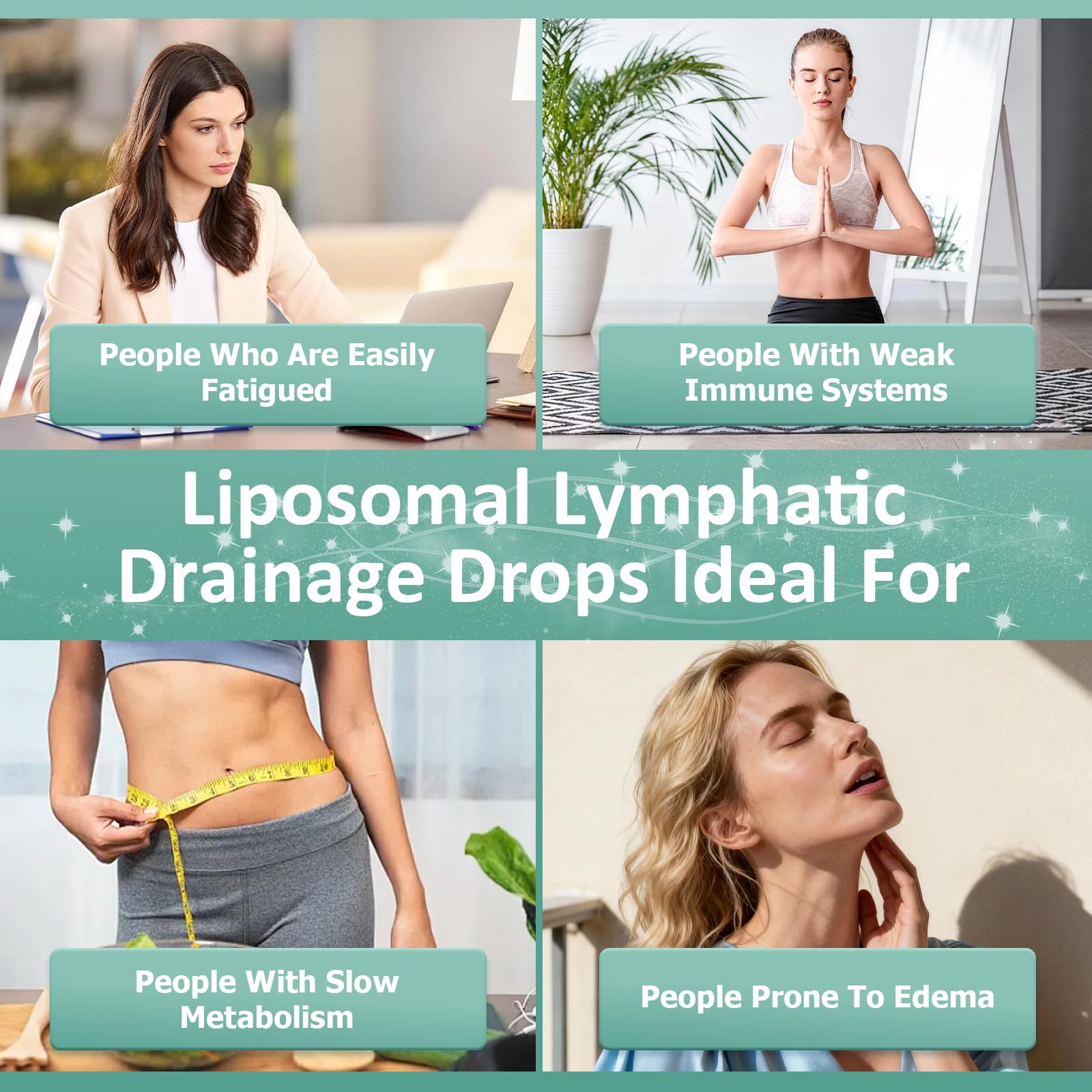 Lymphatic Drainage Drops, 6-IN-1 Lymphatic Complex w. Burdock Dandelion Kelp Cleavers, New Maximum Potency Lymph System Support for Bloat Balance Cortisol Immune Full Body Detox & Skin Vitality - dailyvitalstore