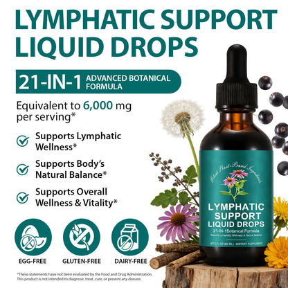 Lymphatic Drainage Drops, Natural Lymph Cleanse & Immune Support Supplement with Echinacea, Dandelion, Elderberry, Cleavers, Astragalus & Burdock, 2 FL OZ (1) - dailyvitalstore