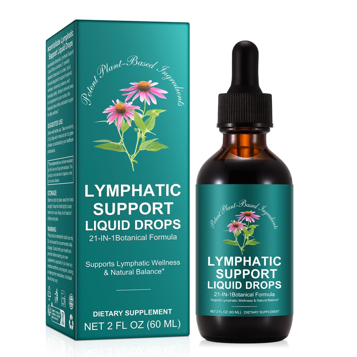 Lymphatic Drainage Drops, Natural Lymph Cleanse & Immune Support Supplement with Echinacea, Dandelion, Elderberry, Cleavers, Astragalus & Burdock, 2 FL OZ (1) - dailyvitalstore