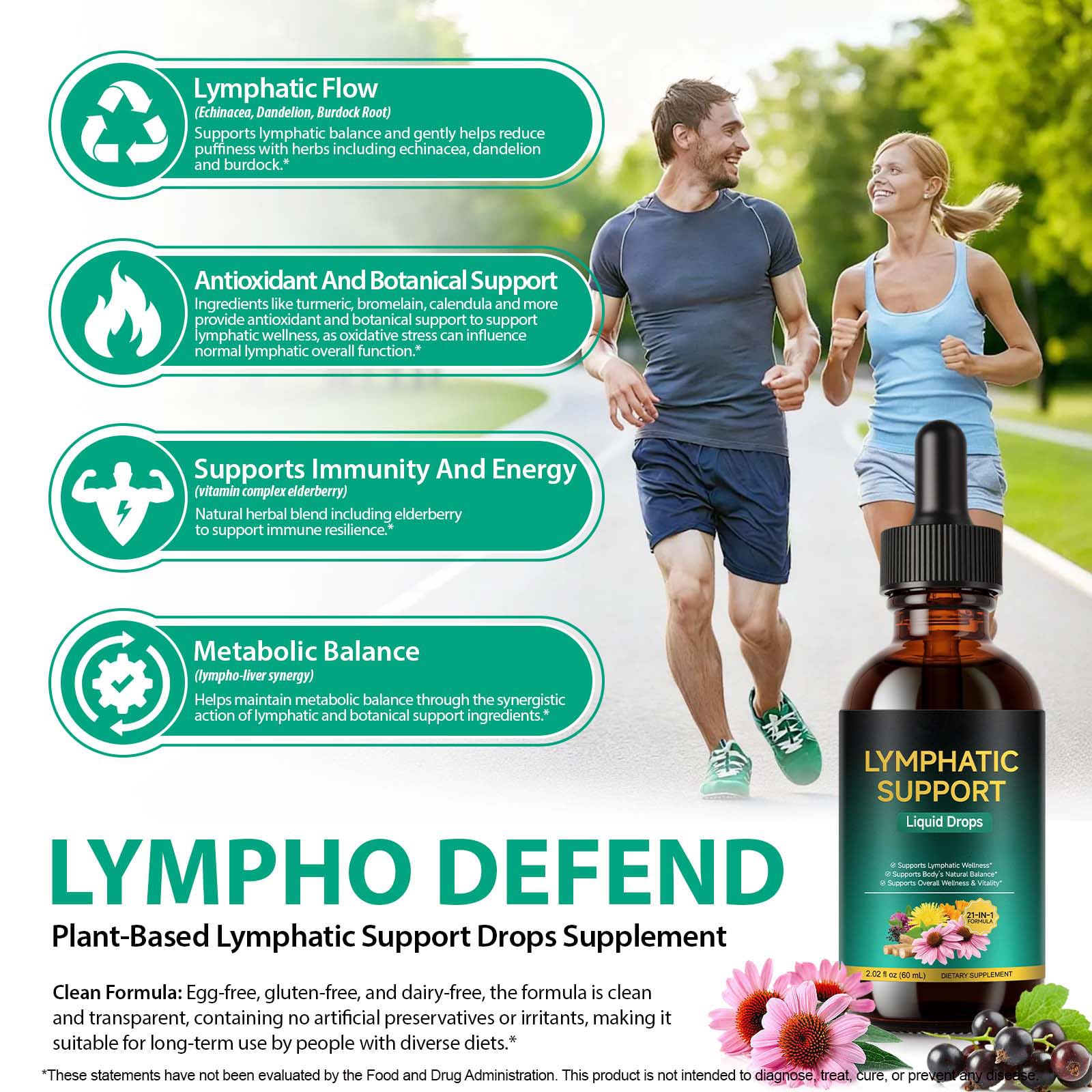 Lymphatic Drainage Drops, Support Supplement with Echinacea, Dandelion, Elderberry, Cleavers, Astragalus, Burdock & More, 2 FL OZ - Natural Lymphatic Cleanse & Immune Support - dailyvitalstore