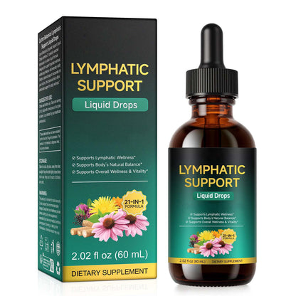 Lymphatic Drainage Drops, Support Supplement with Echinacea, Dandelion, Elderberry, Cleavers, Astragalus, Burdock & More, 2 FL OZ - Natural Lymphatic Cleanse & Immune Support - dailyvitalstore