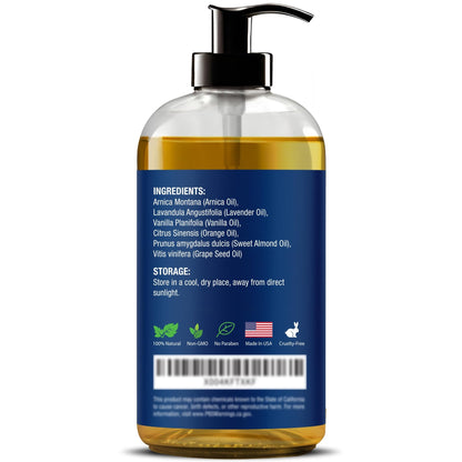 Lymphatic Drainage Massage Oil for Massage Therapy 8 fl oz - Refreshing and Relaxing - Natural Oils with Arnica, Vanilla and Lavender Oil - for Men and Women - Nexon Botanics - dailyvitalstore