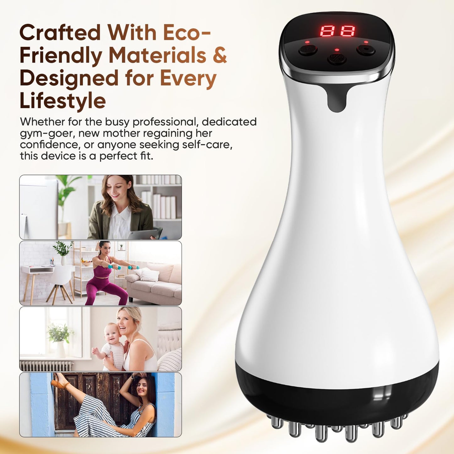 Lymphatic Drainage Massager, Anti Cellulite Massage Tool & Body Sculpting Machine with 30-Level Microcurrent, Light, Heat & Vibration for Legs, Arms & Belly, Helps Reduce Stretch Marks & Cellulite - dailyvitalstore