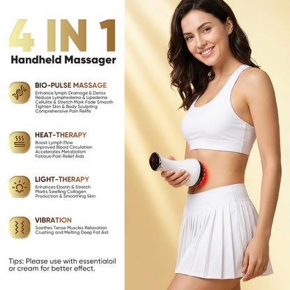 Lymphatic Drainage Massager, Anti Cellulite Massage Tool & Body Sculpting Machine with 30-Level Microcurrent, Light, Heat & Vibration for Legs, Arms & Belly, Helps Reduce Stretch Marks & Cellulite - dailyvitalstore