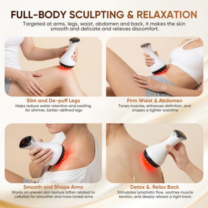 Lymphatic Drainage Massager, Anti Cellulite Massage Tool & Body Sculpting Machine with 30-Level Microcurrent, Light, Heat & Vibration for Legs, Arms & Belly, Helps Reduce Stretch Marks & Cellulite - dailyvitalstore