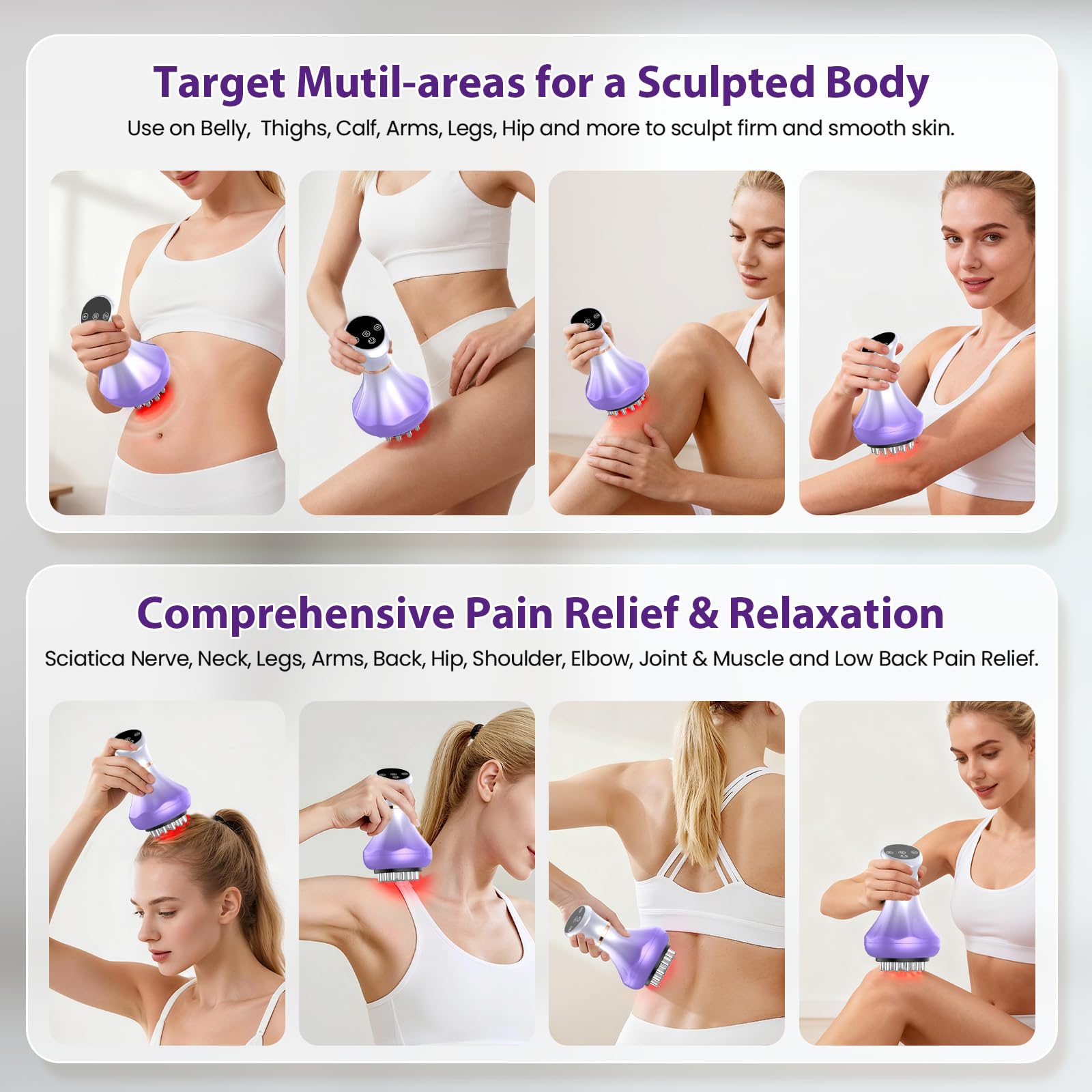 Lymphatic Drainage Massager, Anti Cellulite Massage Tool For Thigh & Belly Stretch Marks & Cellulite Reduction, Handheld Massage tools for Sciatica Nerve, Legs, Arms, Hip, Muscle, Low Back Pain Relief - dailyvitalstore