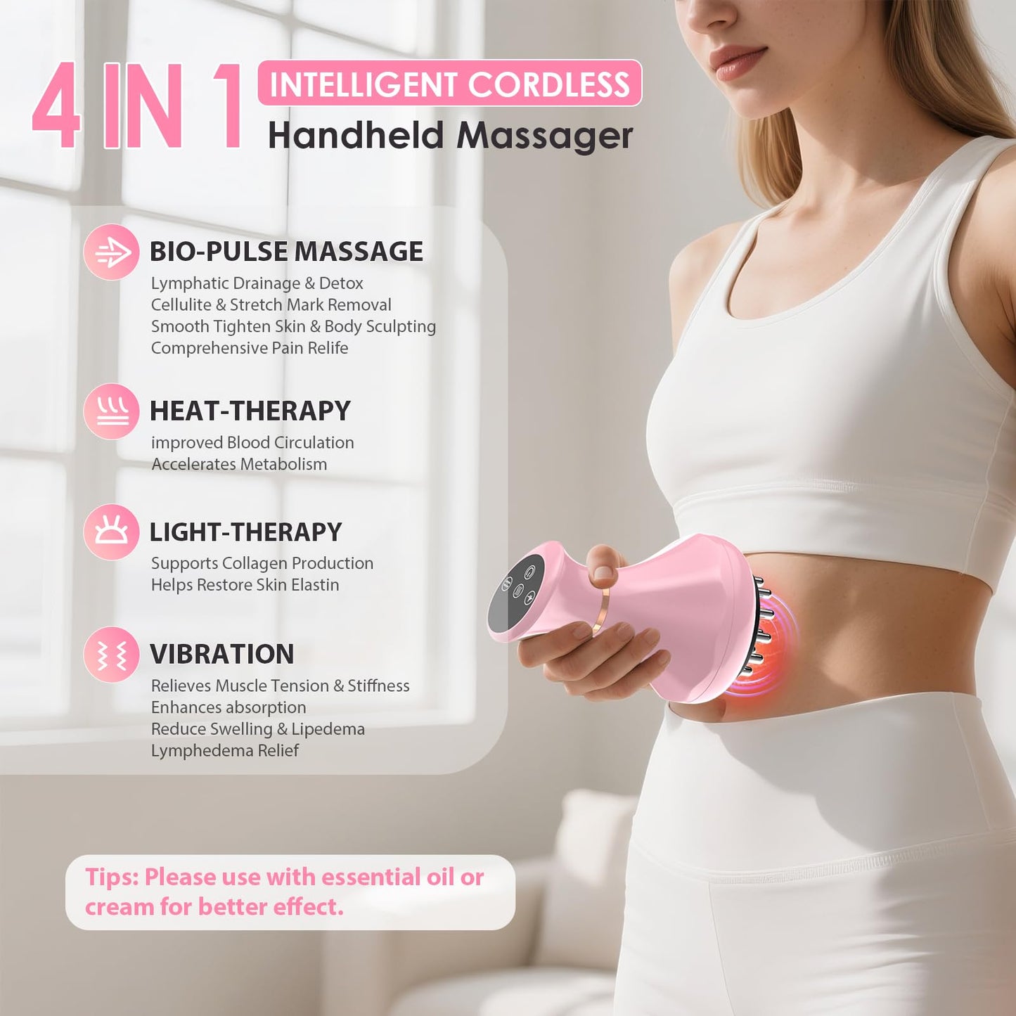 Lymphatic Drainage Massager, Anti Cellulite Massage Tool For Thigh & Belly Stretch Marks & Cellulite Reduction, Handheld Massage tools for Sciatica Nerve, Legs, Arms, Hip, Muscle, Low Back Pain Relief - dailyvitalstore
