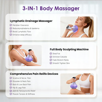 Lymphatic Drainage Massager, Anti Cellulite Massage Tool For Thigh & Belly Stretch Marks & Cellulite Reduction, Handheld Massage tools for Sciatica Nerve, Legs, Arms, Hip, Muscle, Low Back Pain Relief - dailyvitalstore