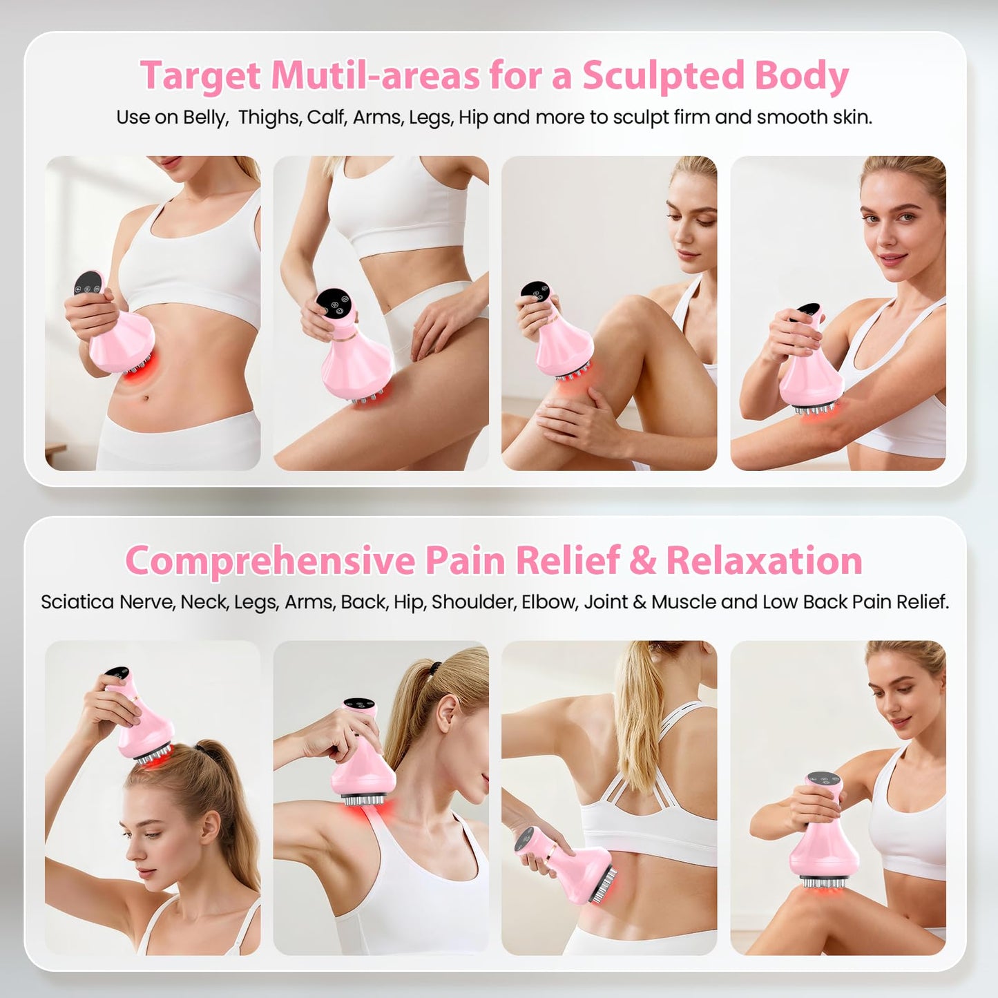 Lymphatic Drainage Massager, Anti Cellulite Massage Tool For Thigh & Belly Stretch Marks & Cellulite Reduction, Handheld Massage tools for Sciatica Nerve, Legs, Arms, Hip, Muscle, Low Back Pain Relief - dailyvitalstore