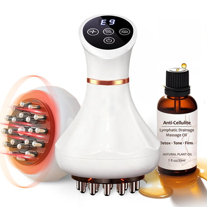 Lymphatic Drainage Massager & Anti Cellulite Massage Tool Helps Reduce Stretch Marks & Cellulite, Body Sculpting Machine For Legs, Arms & Belly with Microcurrent, Light, Heat & Vibration，With Body Oil - dailyvitalstore