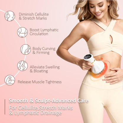 Lymphatic Drainage Massager & Anti Cellulite Massage Tool Helps Reduce Stretch Marks & Cellulite, Body Sculpting Machine For Legs, Arms & Belly with Microcurrent, Light, Heat & Vibration，With Body Oil - dailyvitalstore