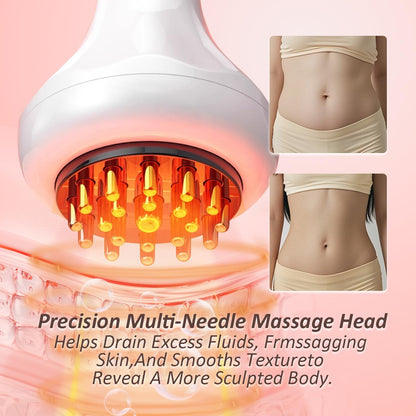Lymphatic Drainage Massager & Anti Cellulite Massage Tool Helps Reduce Stretch Marks & Cellulite, Body Sculpting Machine For Legs, Arms & Belly with Microcurrent, Light, Heat & Vibration，With Body Oil - dailyvitalstore