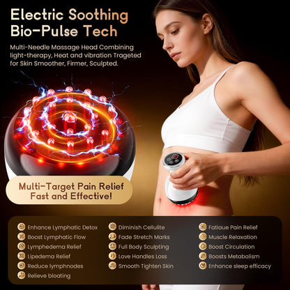 Lymphatic Drainage Massager & Anti Cellulite Massage Tool, Helps Reduce Stretch Marks & Cellulite, for Legs, Arms & Belly, Body Sculpting Machine with Microcurrent & Red-Light & Heat & Vibration - dailyvitalstore
