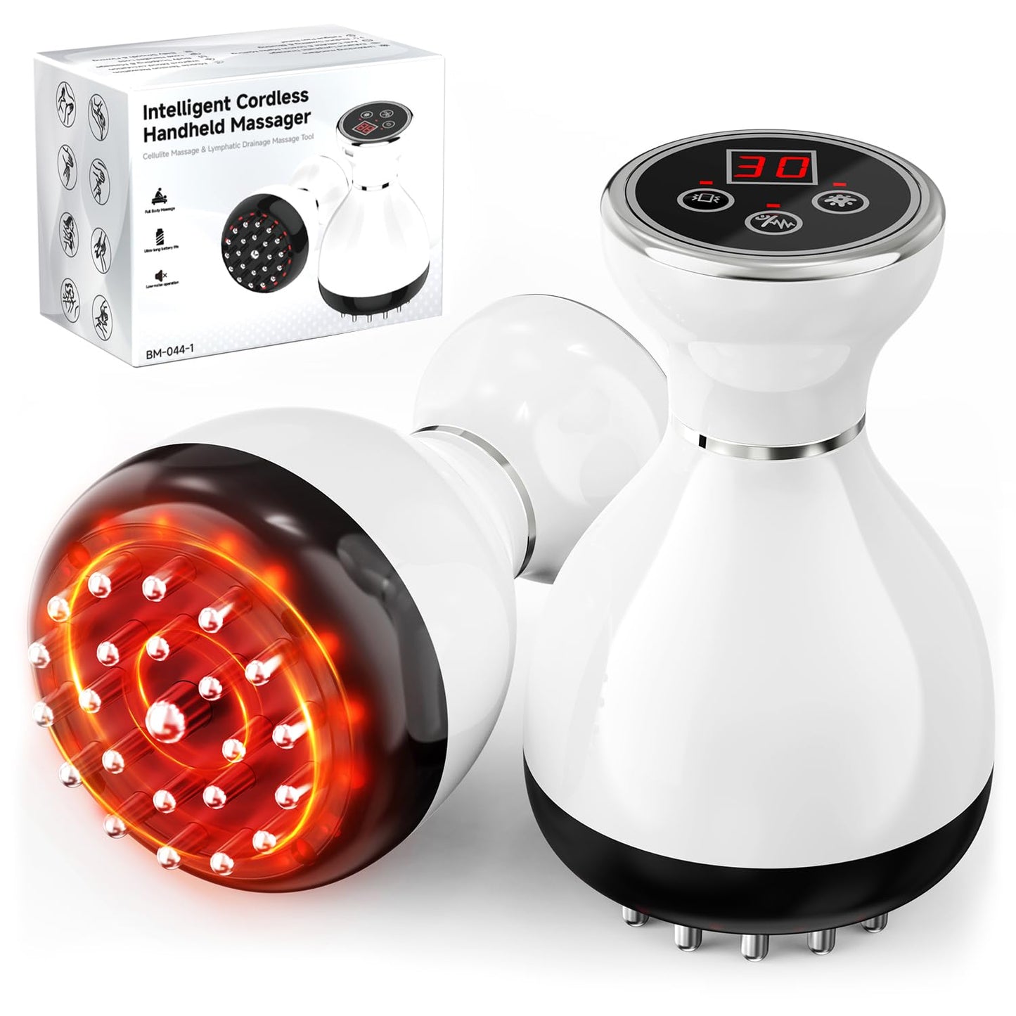 Lymphatic Drainage Massager & Anti Cellulite Massage Tool, Helps Reduce Stretch Marks & Cellulite, for Legs, Arms & Belly, Body Sculpting Machine with Microcurrent & Red-Light & Heat & Vibration - dailyvitalstore