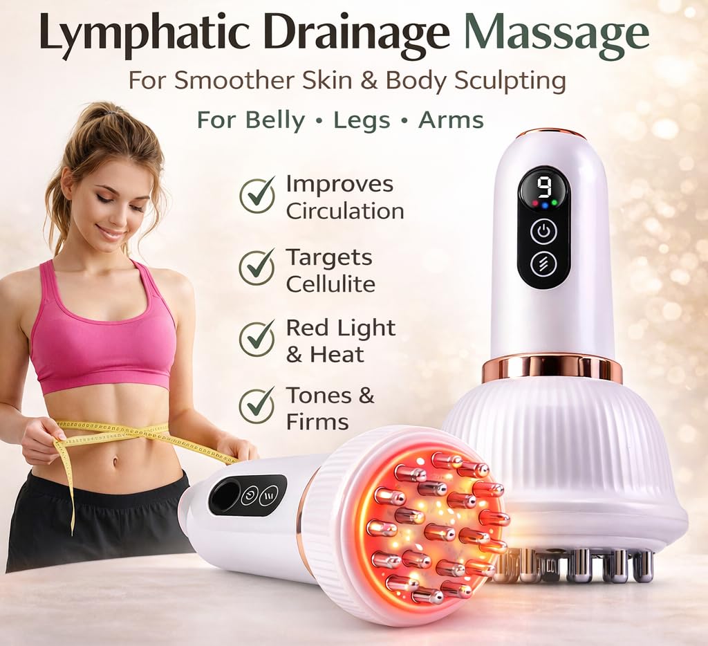 Lymphatic Drainage Massager for At-Home Body Care, Sculpting Massage Tool for Legs, Arms, Belly & Back, Helps Reduce Stretch Marks & Cellulite, Smooth Skin & Relax Muscles with Heat, Vibration & Light - dailyvitalstore