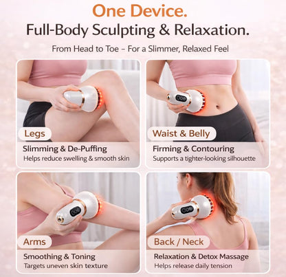 Lymphatic Drainage Massager for At-Home Body Care, Sculpting Massage Tool for Legs, Arms, Belly & Back, Helps Reduce Stretch Marks & Cellulite, Smooth Skin & Relax Muscles with Heat, Vibration & Light - dailyvitalstore
