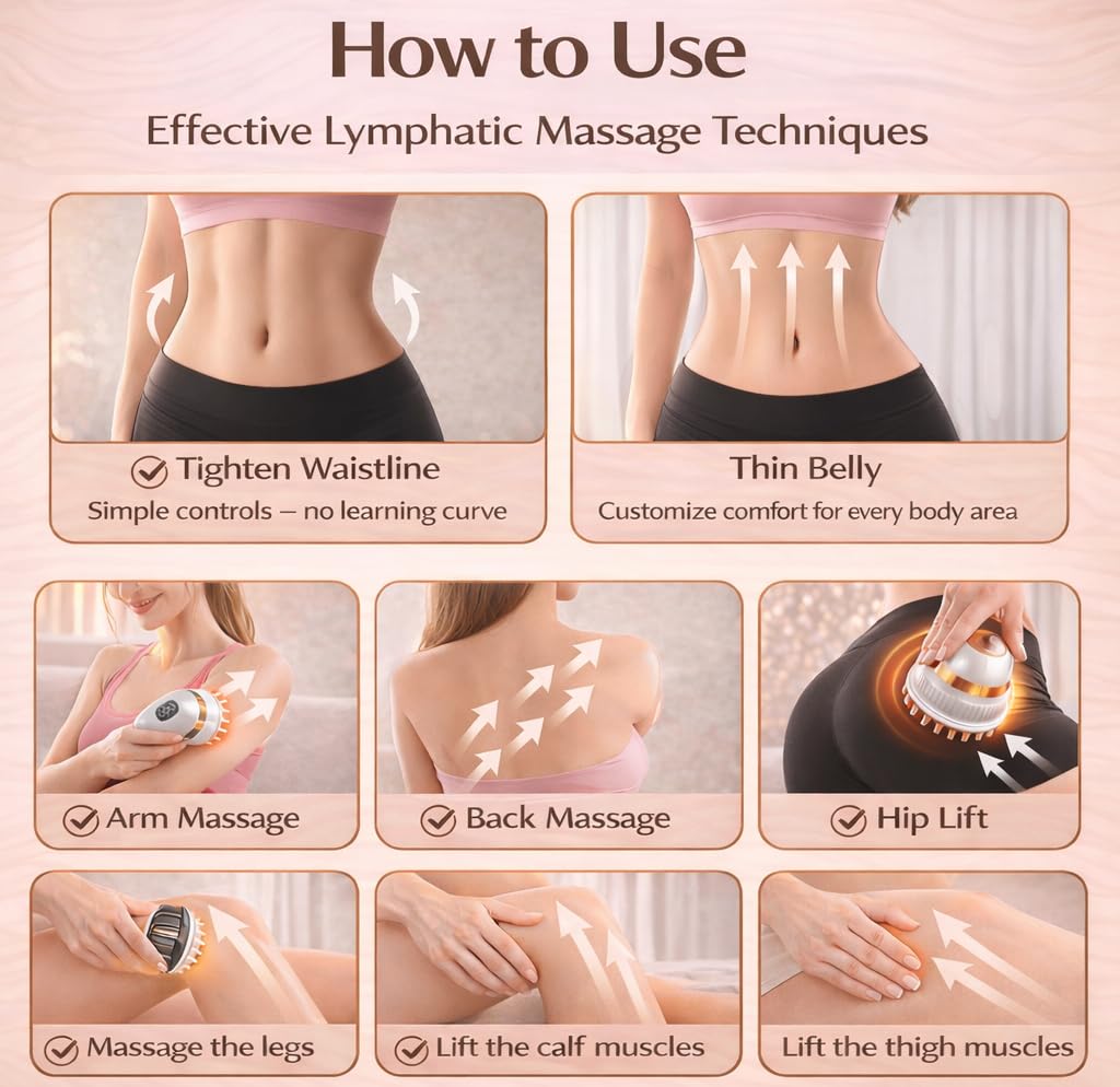 Lymphatic Drainage Massager for At-Home Body Care, Sculpting Massage Tool for Legs, Arms, Belly & Back, Helps Reduce Stretch Marks & Cellulite, Smooth Skin & Relax Muscles with Heat, Vibration & Light - dailyvitalstore