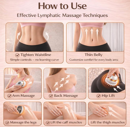 Lymphatic Drainage Massager for At-Home Body Care, Sculpting Massage Tool for Legs, Arms, Belly & Back, Helps Reduce Stretch Marks & Cellulite, Smooth Skin & Relax Muscles with Heat, Vibration & Light - dailyvitalstore