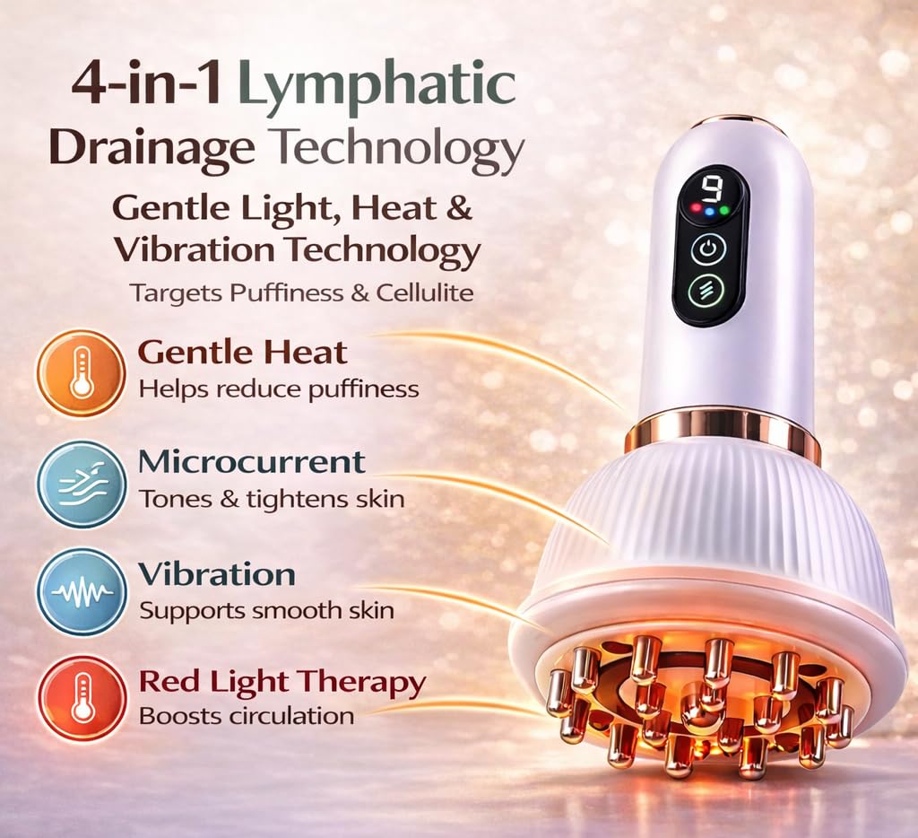 Lymphatic Drainage Massager for At-Home Body Care, Sculpting Massage Tool for Legs, Arms, Belly & Back, Helps Reduce Stretch Marks & Cellulite, Smooth Skin & Relax Muscles with Heat, Vibration & Light - dailyvitalstore