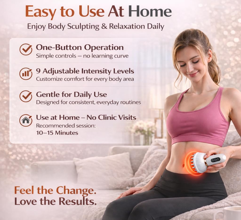Lymphatic Drainage Massager for At-Home Body Care, Sculpting Massage Tool for Legs, Arms, Belly & Back, Helps Reduce Stretch Marks & Cellulite, Smooth Skin & Relax Muscles with Heat, Vibration & Light - dailyvitalstore