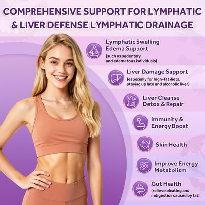 Lymphatic Drainage Supplement, Liver Cleanse Detox & Repair, 24-in-1 Herbal Blend with Echinacea, Dandelion, Burdock, Bromelain, Calendula, Turmeric - Lymph System Support, Less Bloating, 240 Softgels - dailyvitalstore