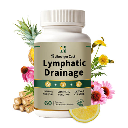 Lymphatic Drainage Supplement – Natural Herbal Formula with Dandelion, Burdock & Echinacea, Supports Fluid Balance, Immune Health & Cellulite Reduction – 60 Capsules - dailyvitalstore