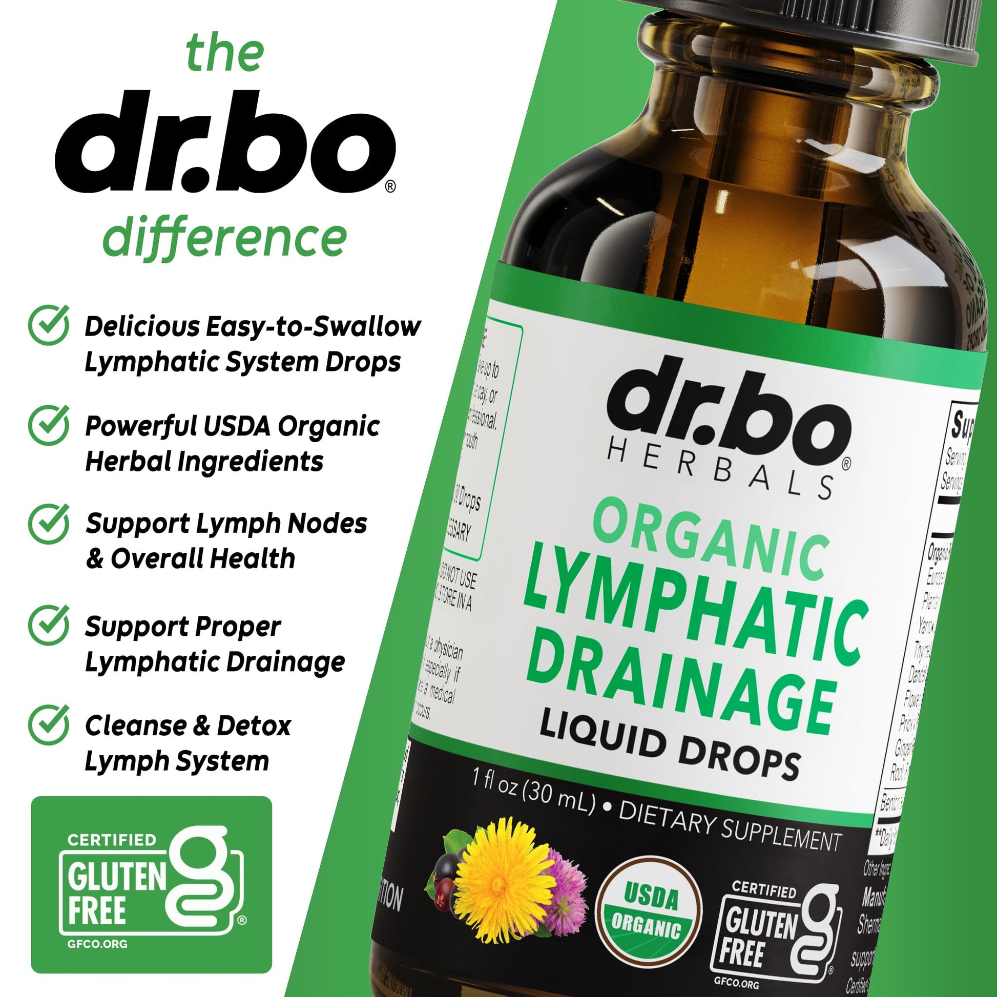 Lymphatic Drainage Supplements Drops - Organic Lymphatic Support Liquid Drops Cleanse with Echinacea, Lymph System Support Supplement, Lymph Node Detox Cleanse System Drainage - 1oz Non-GMO Organics - dailyvitalstore