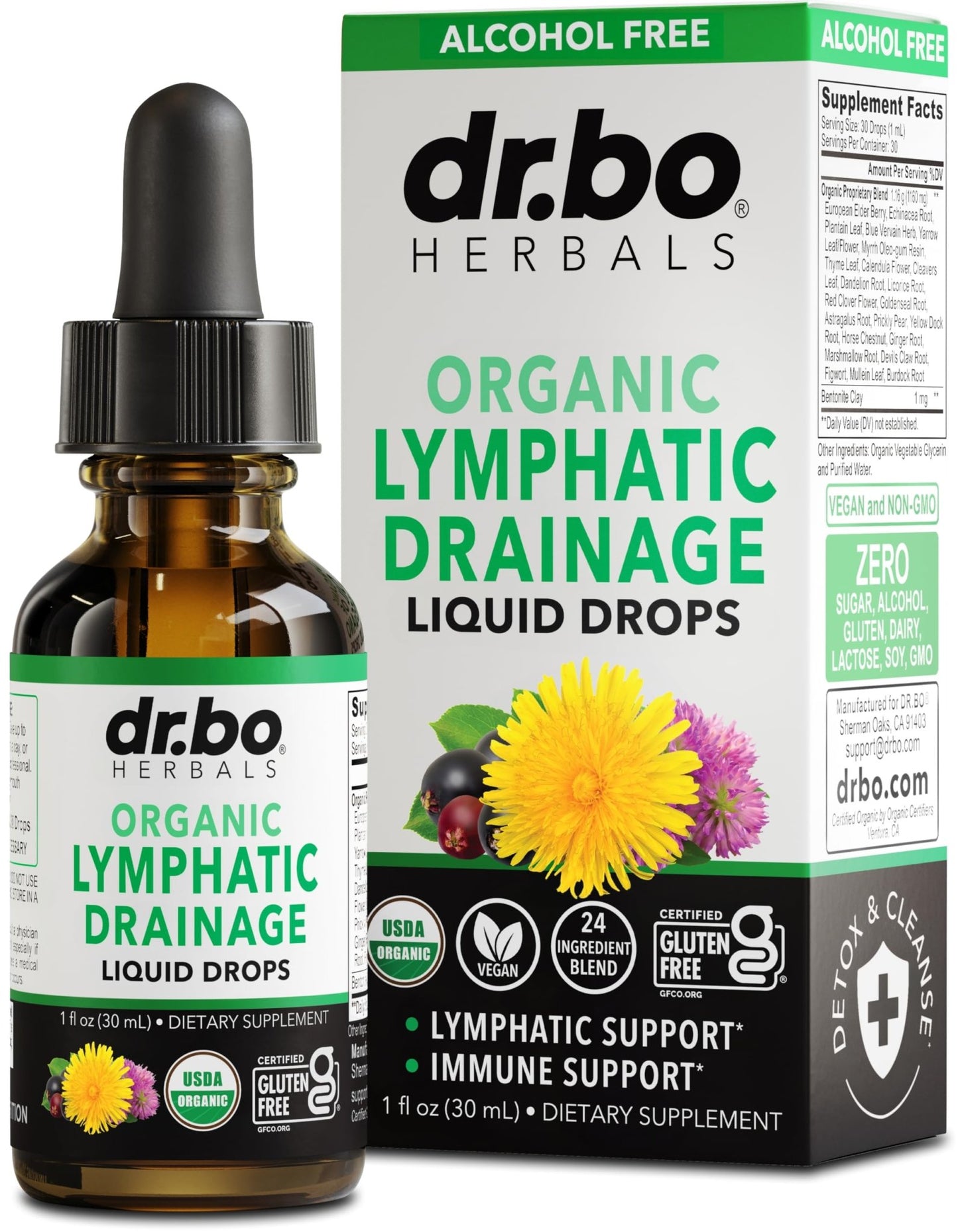 Lymphatic Drainage Supplements Drops - Organic Lymphatic Support Liquid Drops Cleanse with Echinacea, Lymph System Support Supplement, Lymph Node Detox Cleanse System Drainage - 1oz Non-GMO Organics - dailyvitalstore