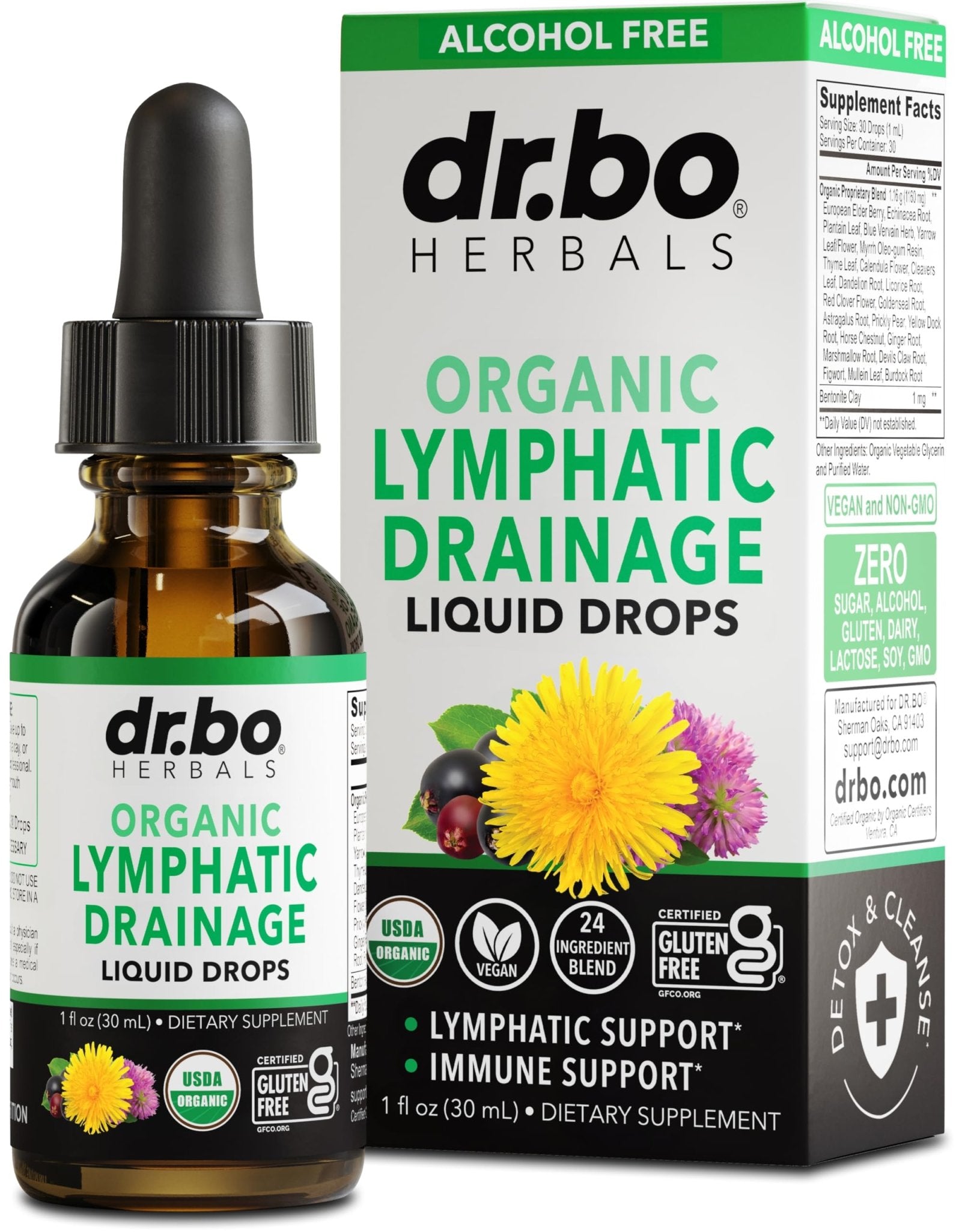 Lymphatic Drainage Supplements Drops - Organic Lymphatic Support Liquid Drops Cleanse with Echinacea, Lymph System Support Supplement, Lymph Node Detox Cleanse System Drainage - 1oz Non-GMO Organics - dailyvitalstore