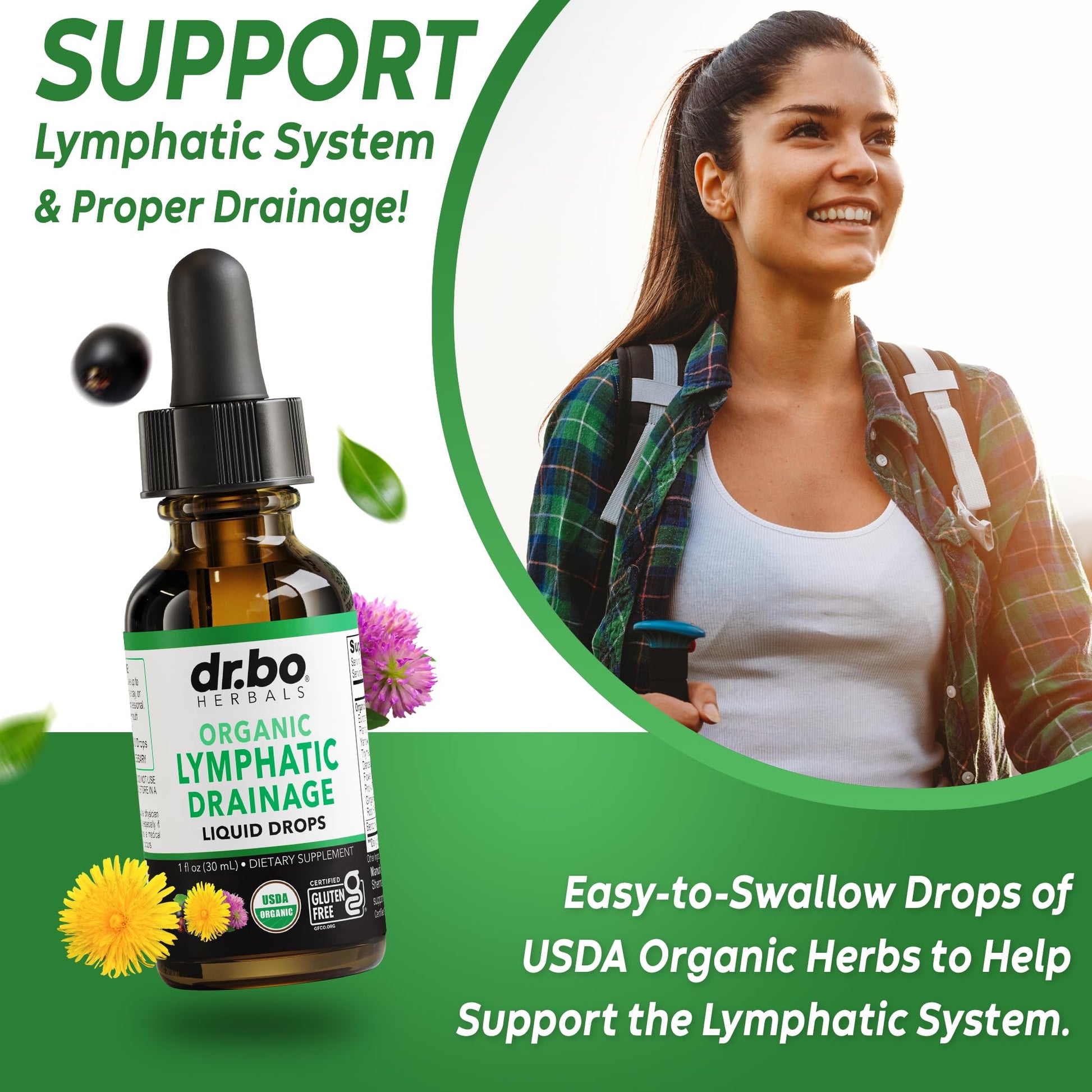 Lymphatic Drainage Supplements Drops - Organic Lymphatic Support Liquid Drops Cleanse with Echinacea, Lymph System Support Supplement, Lymph Node Detox Cleanse System Drainage - 1oz Non-GMO Organics - dailyvitalstore