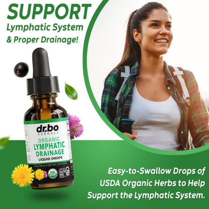 Lymphatic Drainage Supplements Drops - Organic Lymphatic Support Liquid Drops Cleanse with Echinacea, Lymph System Support Supplement, Lymph Node Detox Cleanse System Drainage - 1oz Non-GMO Organics - dailyvitalstore