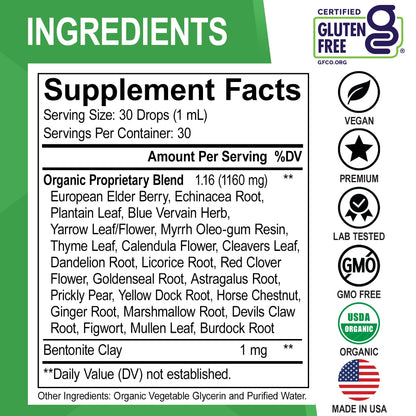 Lymphatic Drainage Supplements Drops - Organic Lymphatic Support Liquid Drops Cleanse with Echinacea, Lymph System Support Supplement, Lymph Node Detox Cleanse System Drainage - 1oz Non-GMO Organics - dailyvitalstore