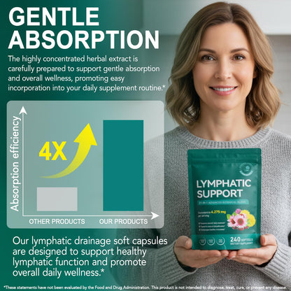 Lymphatic Drainage Supplements, Lymphatic Support Softgels for Immune Health, Plant-Based Formula with Echinacea, Burdock Root, Elderberry, Bromelain, Turmeric, 240 Softgels -2Pack - dailyvitalstore