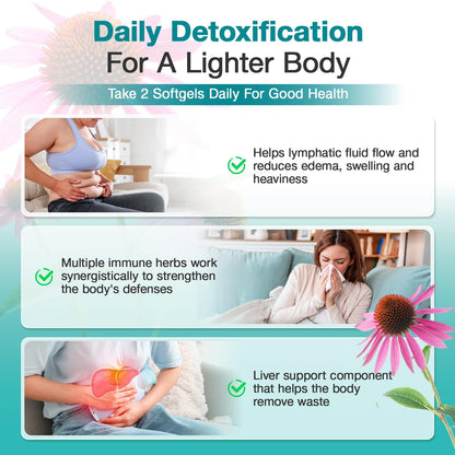 Lymphatic Drainage Supplements - Lymphatic System Support, Fluid Balance, Immune Support - Natural Lymphatic Cleanse & Detox Capsules with Dandelion, Echinacea, Burdock & More, 90 Capsules - dailyvitalstore