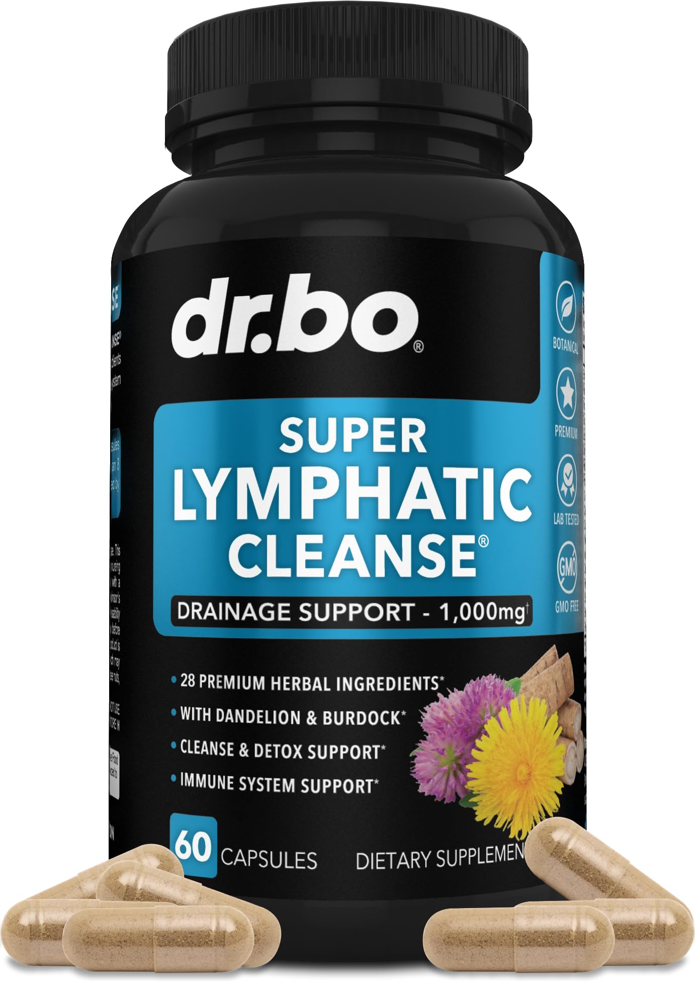 Lymphatic Drainage Supplements Pills - Lymphatic Support Total Herbal Cleanse Products Echinacea, Ginger, Dandelion, Red Root & Red Clover Supplement - dailyvitalstore