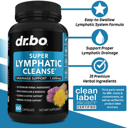 Lymphatic Drainage Supplements Pills - Lymphatic Support Total Herbal Cleanse Products Echinacea, Ginger, Dandelion, Red Root & Red Clover Supplement - dailyvitalstore