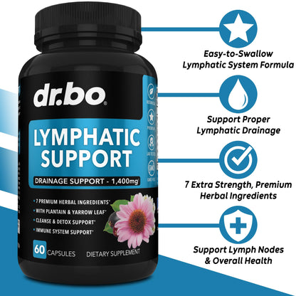 Lymphatic Drainage Supplements Pills - Lymphatic Support Total Herbal Cleanse Products with Echinacea Lymph System Support Supplement for Nodes Legs & Neck - Lymph Node Detox Cleanse System Drainage - dailyvitalstore