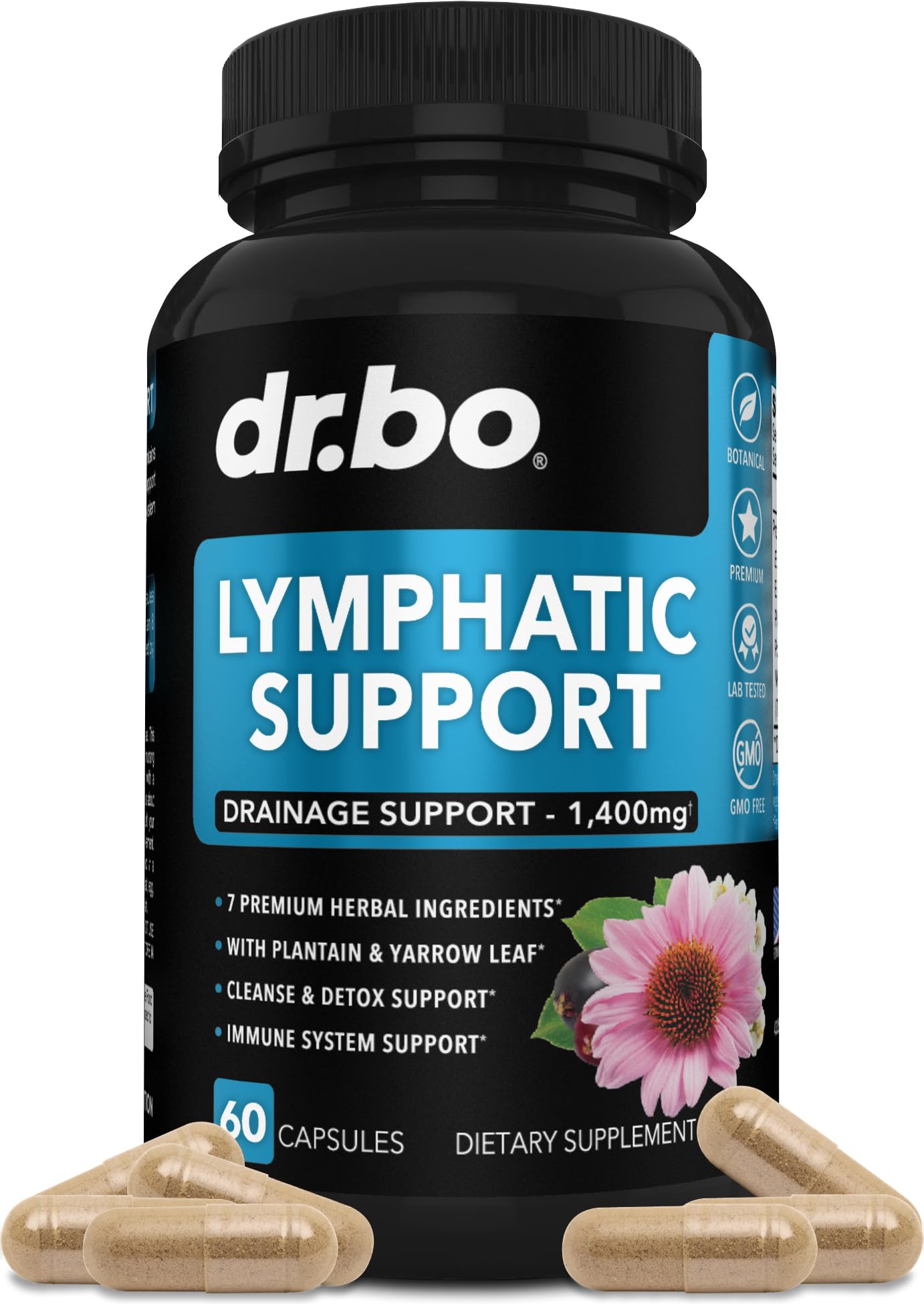 Lymphatic Drainage Supplements Pills - Lymphatic Support Total Herbal Cleanse Products with Echinacea Lymph System Support Supplement for Nodes Legs & Neck - Lymph Node Detox Cleanse System Drainage - dailyvitalstore