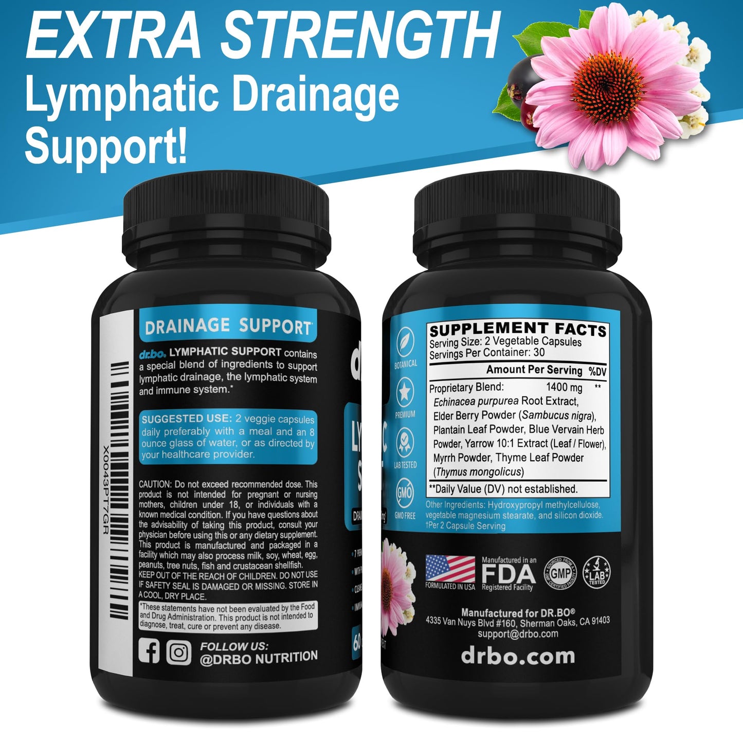 Lymphatic Drainage Supplements Pills - Lymphatic Support Total Herbal Cleanse Products with Echinacea Lymph System Support Supplement for Nodes Legs & Neck - Lymph Node Detox Cleanse System Drainage - dailyvitalstore