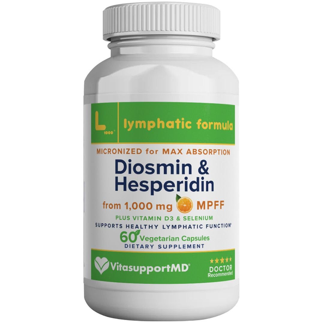 Lymphatic Formula, Diosmin Hesperidin 1000mg Lymphatic Drainage Supplement, Lymph System Support & Detox, Micronized MPFF Complex Blend with Vitamin D3 & Selenium for Immune Health, 60 Capsules - dailyvitalstore