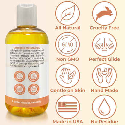 Lymphatic Massage Oil for Massage Therapy | 100% Natural Lymphatic Drainage Oil | Premium Quality with Arnica, Lemon & Ginger | for Post Surgery Recovery & Detox | 8oz by Brookethorne Naturals - dailyvitalstore
