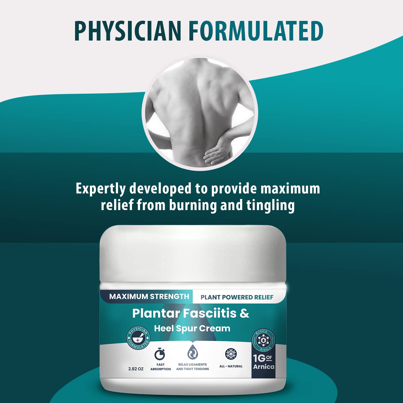 M PAIN MANAGEMENT TECHNOLOGIES Plantar Fasciitis And Heel Spur Cream By PMT - Cream For Foot Relief. High Concentration of Arnica; Vitamin B6, MSM, Glucosamine - To Soothe and Relieve - 2.82 OZ - dailyvitalstore