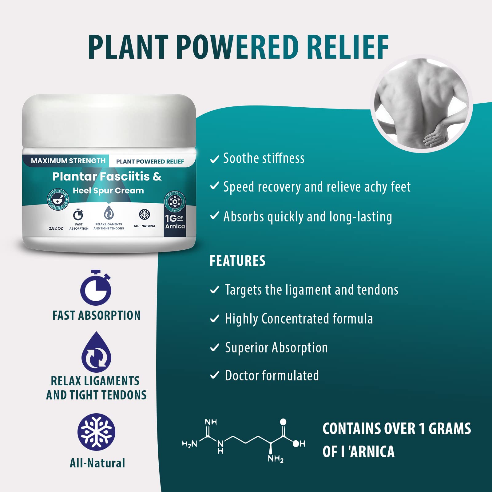 M PAIN MANAGEMENT TECHNOLOGIES Plantar Fasciitis And Heel Spur Cream By PMT - Cream For Foot Relief. High Concentration of Arnica; Vitamin B6, MSM, Glucosamine - To Soothe and Relieve - 2.82 OZ - dailyvitalstore