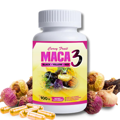 Maca 3 Capsules – Black, Red & Yellow Maca Root Blend – Feminine Balance & Natural Body Support – Herbal Formula - dailyvitalstore
